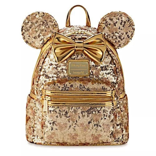 Loungefly Disney Parks Minnie Mouse Gold Sequin