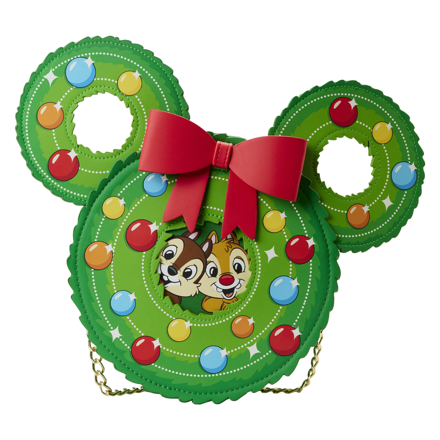Disney Loungefly Crossbody Bag - Chip and Dale Holiday Wreath