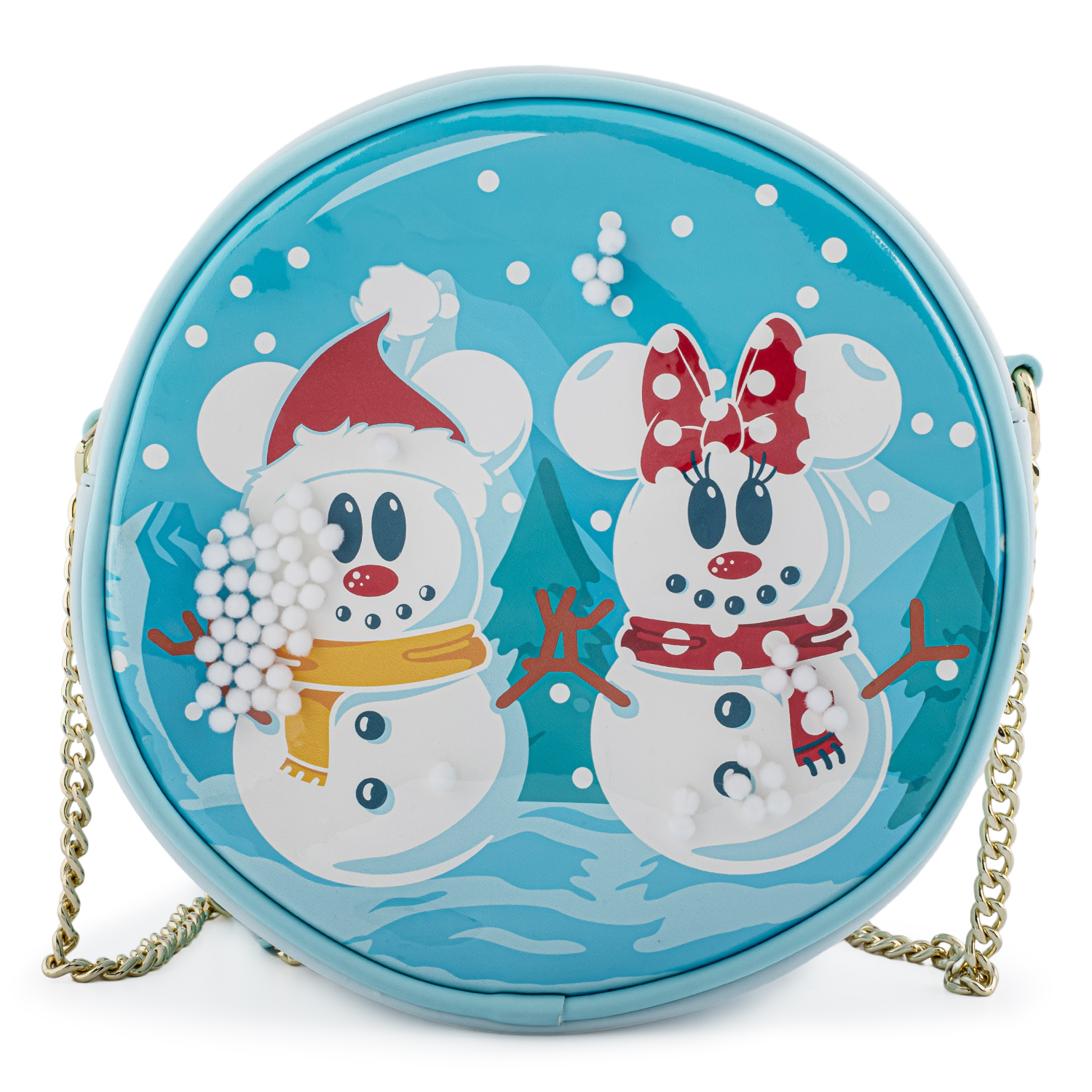 Disney Loungefly Crossbody Bag - Snowman Mickey and Minnie Mouse Snow Globe Crossbody Bag
