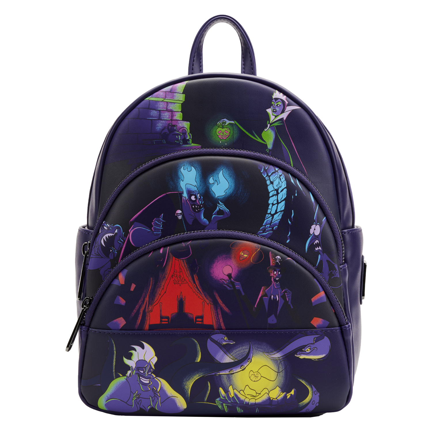 Disney Loungefly Mini Backpack - Disney Villains Glow in the Dark Triple Pocket