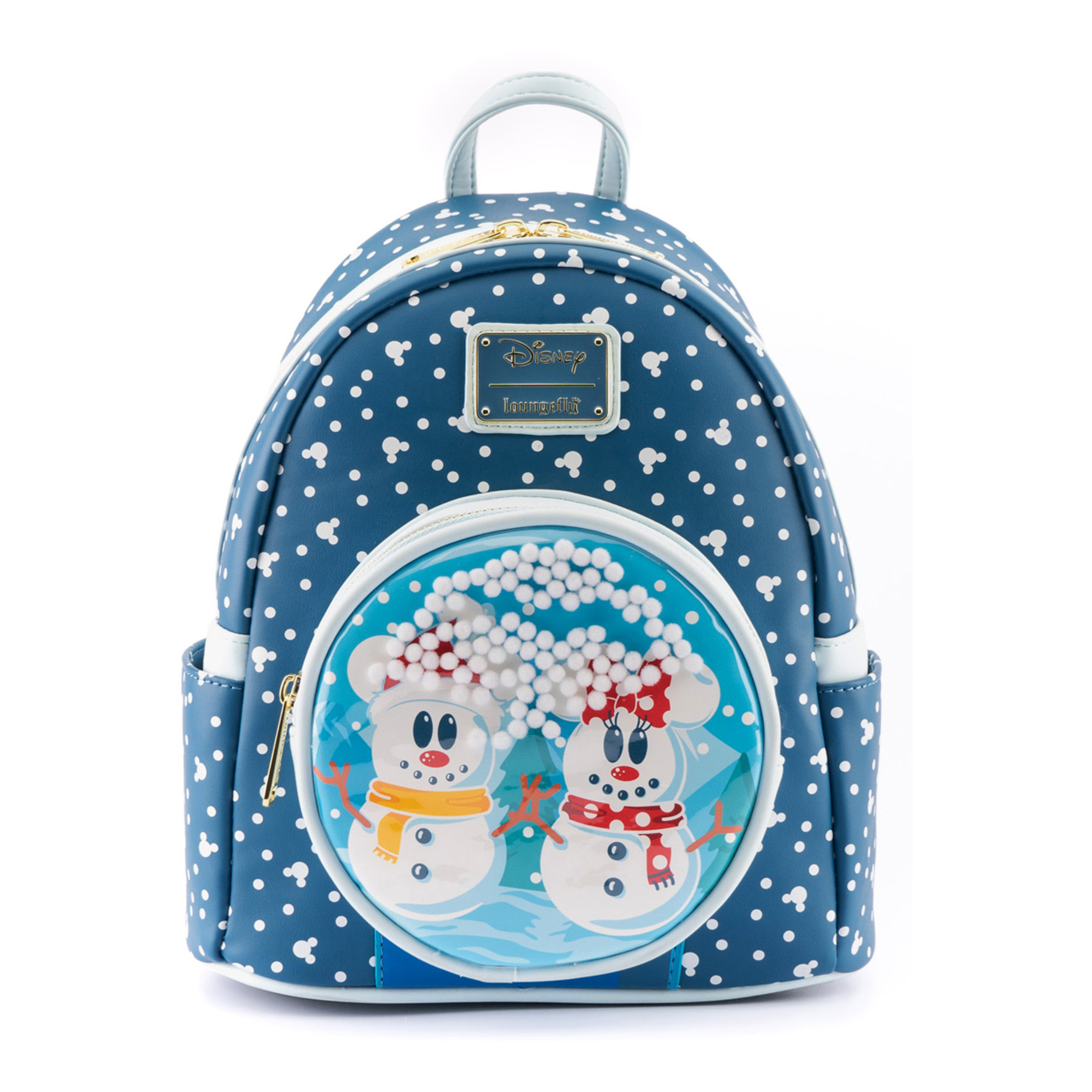Disney Loungefly Mini Backpack - Snowman Mickey and Minnie Mouse Snow Globe