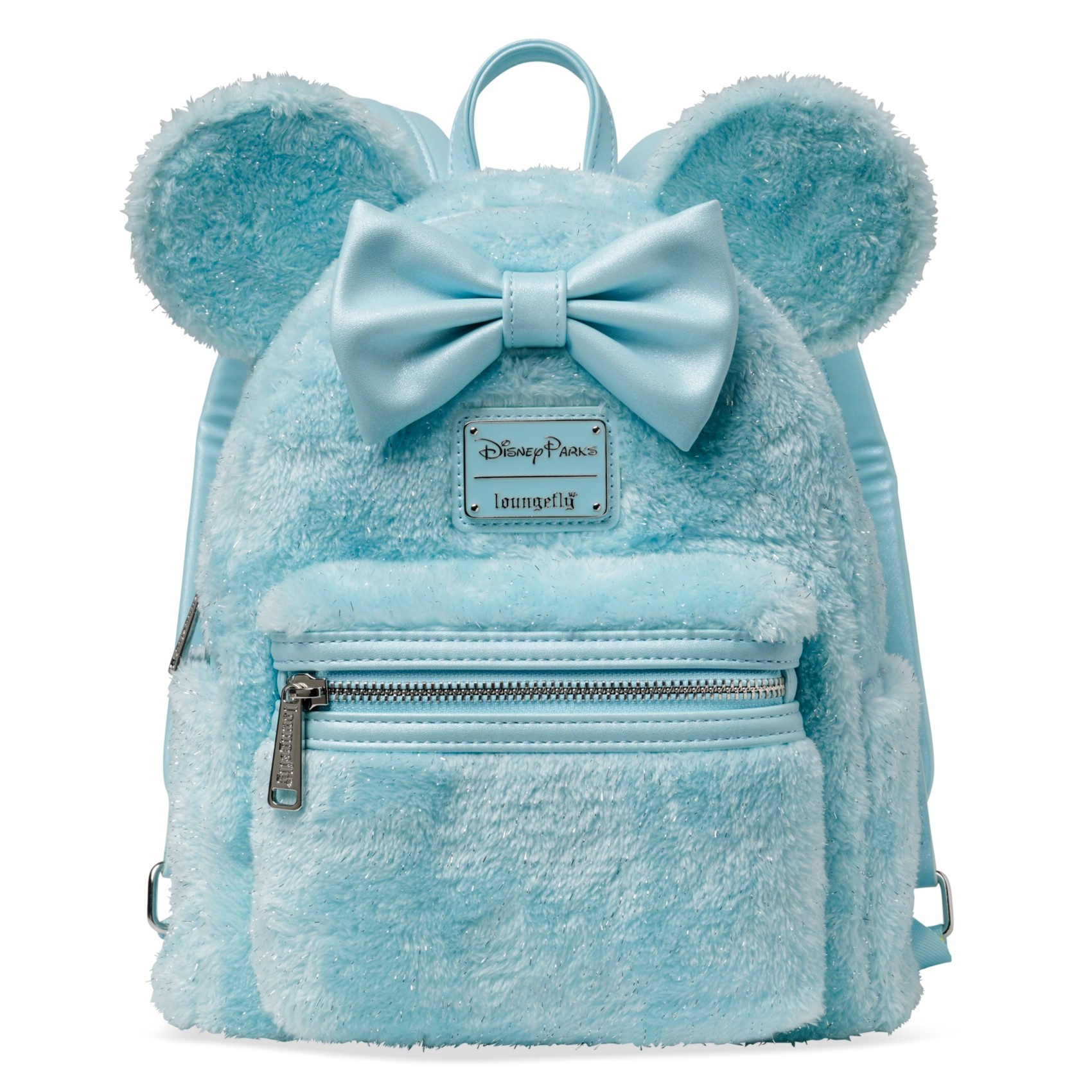 Disney Parks Loungefly Backpack - Metallic Blue with Tinsel Faux Fur