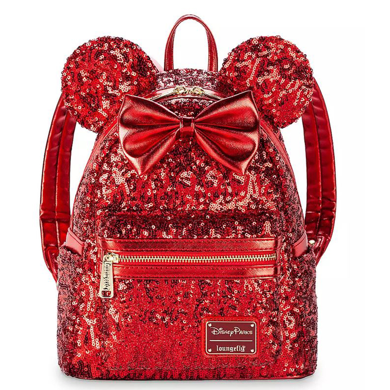 Disney Parks Loungefly Mini Backpack - Minnie Mouse Sequined - Red
