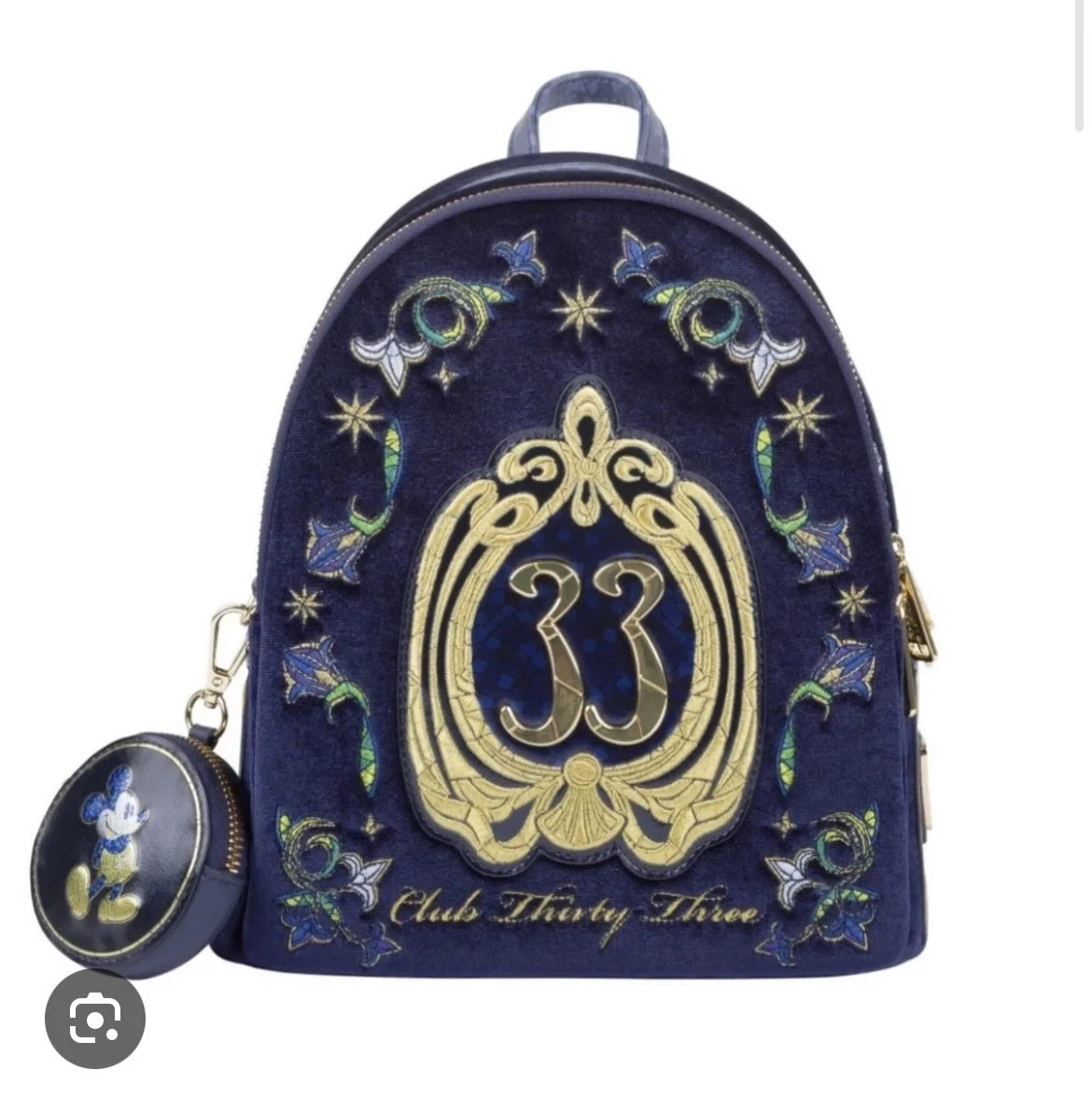 Disneyland 2026 Club 33 Velvet Loungefly Backpack With Mickey Coin Purse