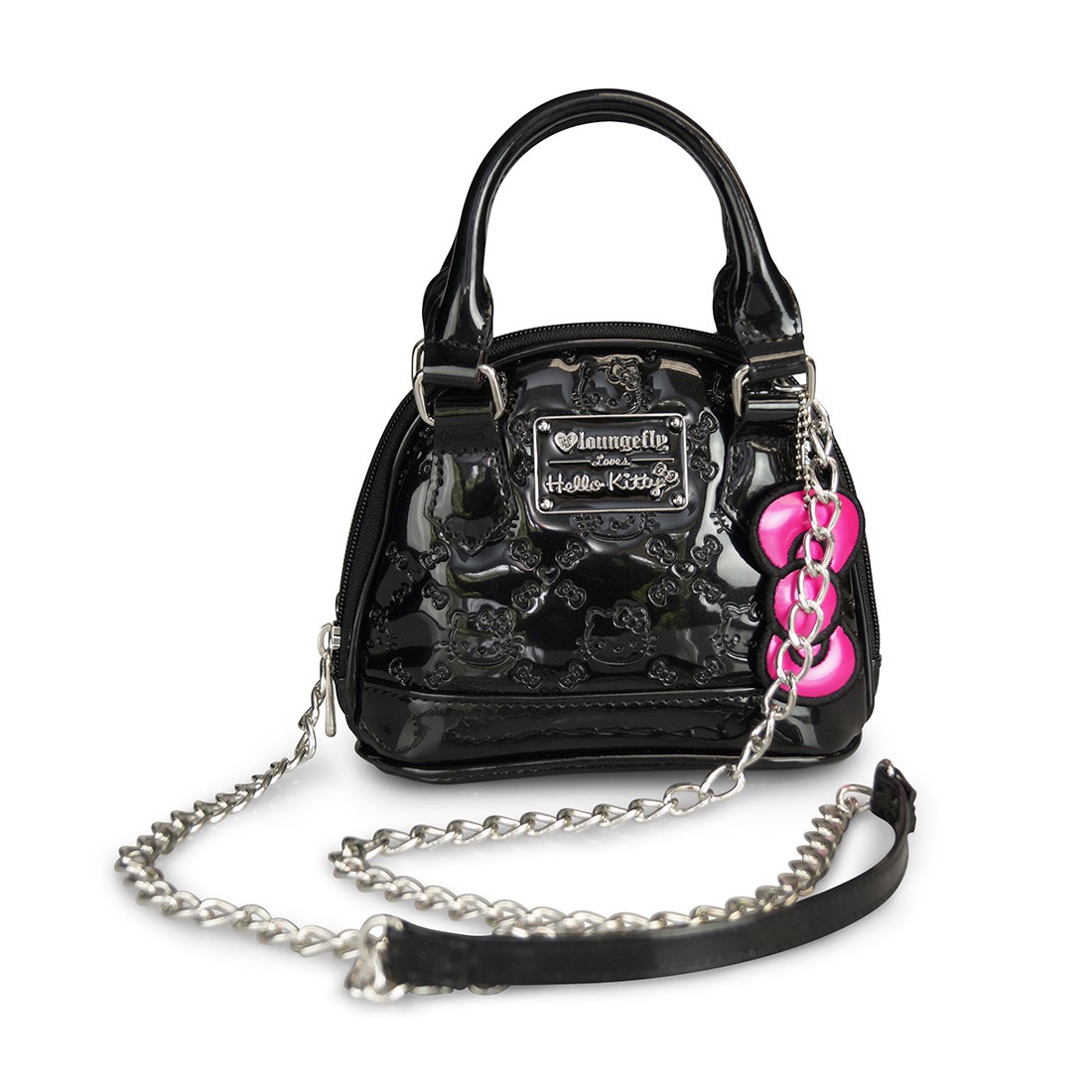 Hello Kitty Black Embossed Micro Dome Crossbody Bag