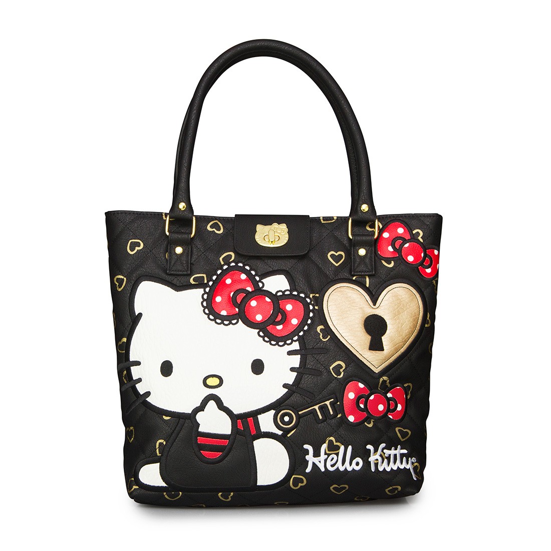 Hello Kitty Black Lock And Key Fashion Tote