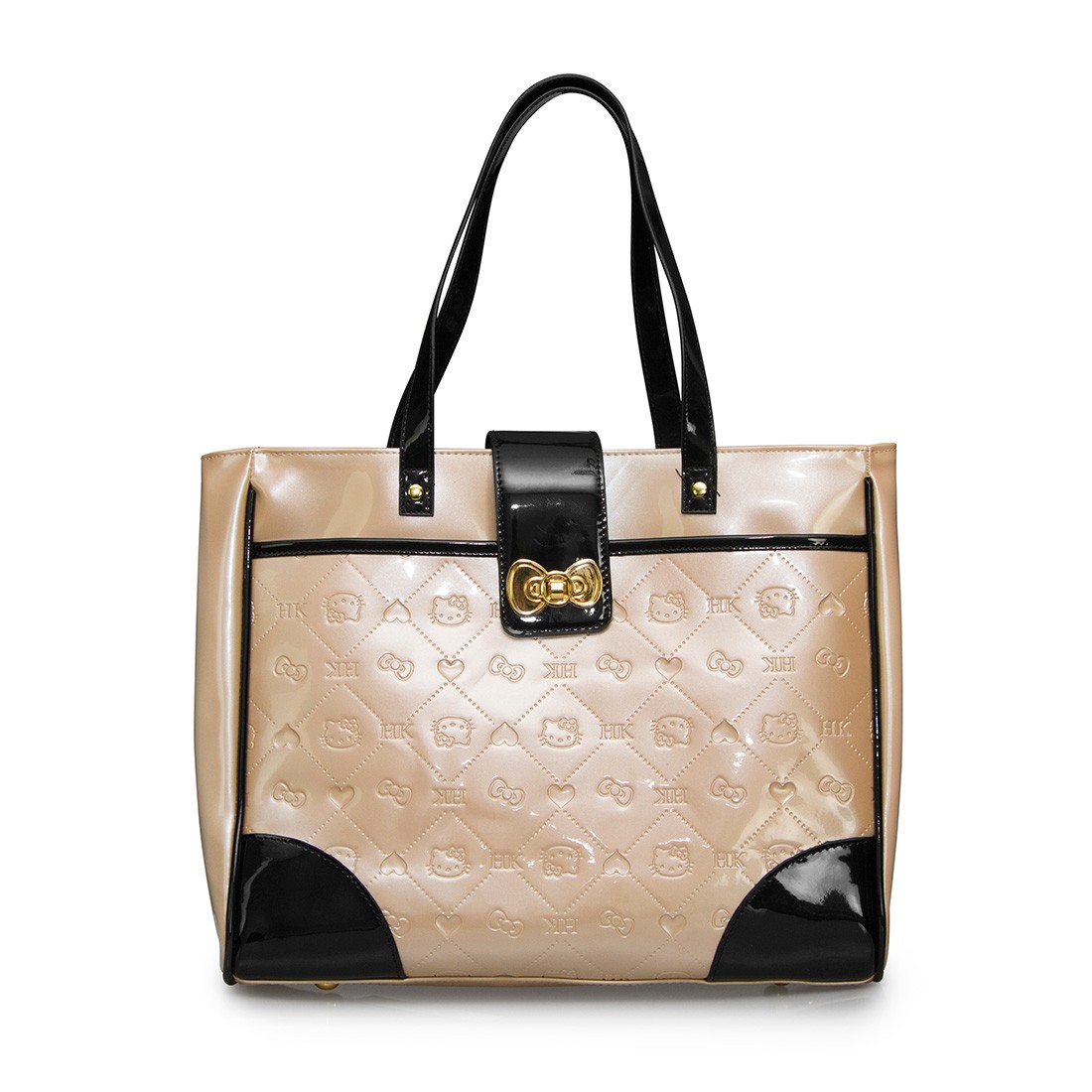 Hello Kitty Champagne Embossed Pattern Square Tote