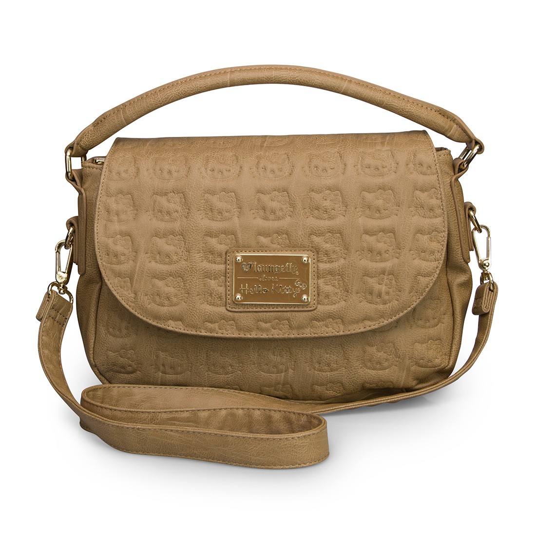 Hello Kitty Taupe Embossed Crossbody Bag
