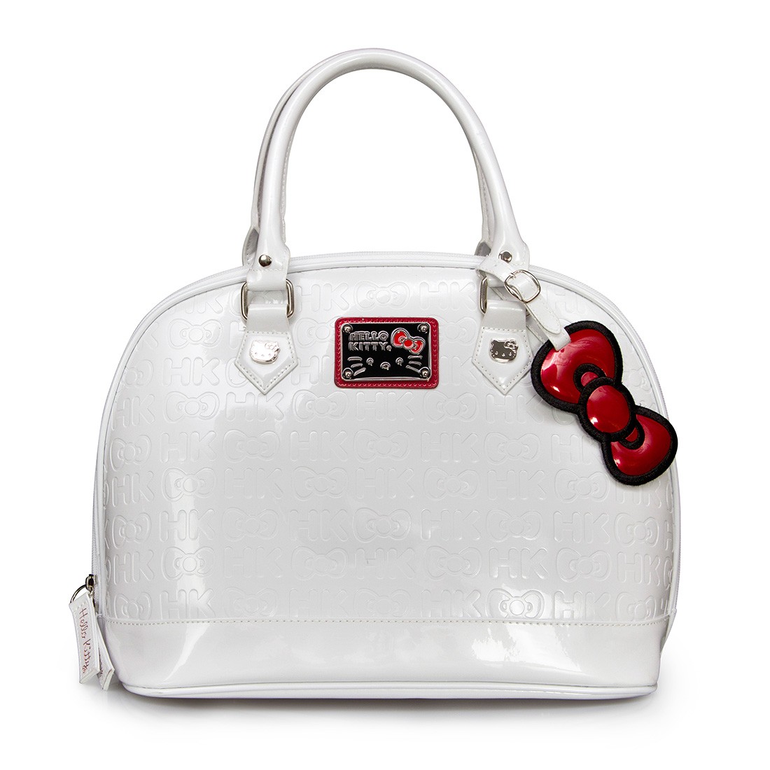 Hello Kitty White With Red Trim Embossed Dome Bag