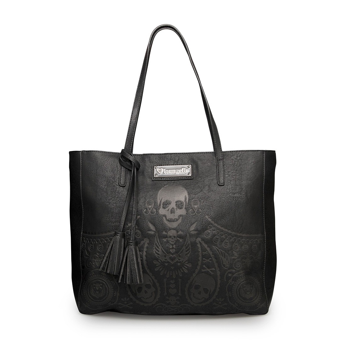 Limited Edition Black On Black Bandana Skull Embossed Tote