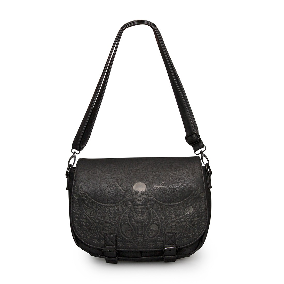 Limited Edition Black On Black Bandanna Skull Embossed Crossbody Bag