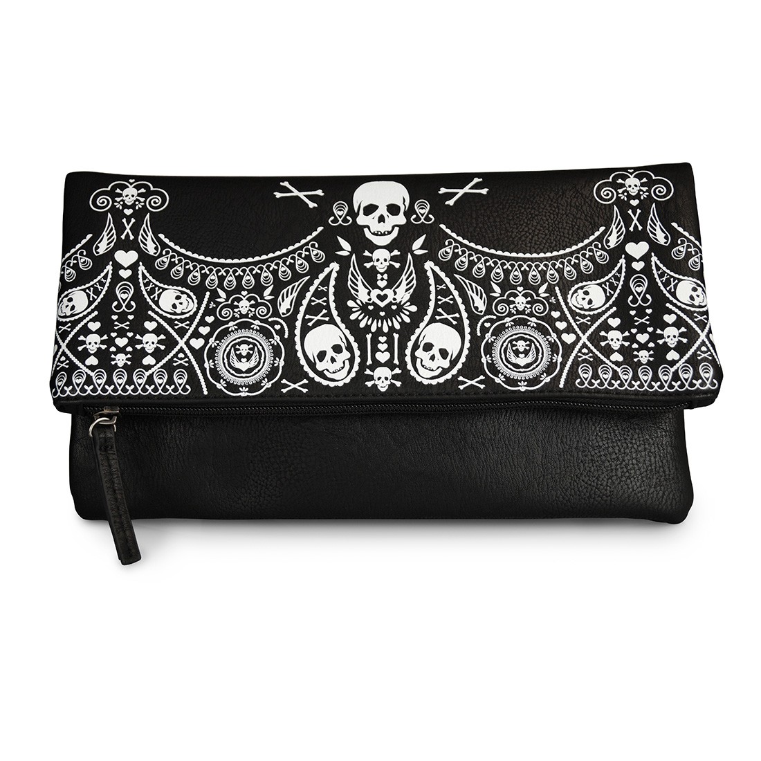 Loungefly Bandana Skull Embossed Fold Over Clutch