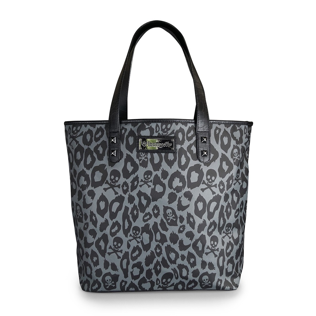 Loungefly Black/Grey Skull Leopard Tote Bag