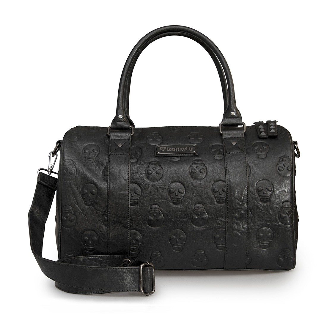 Loungefly Black Skull Embossed Faux Leather Large Duffle
