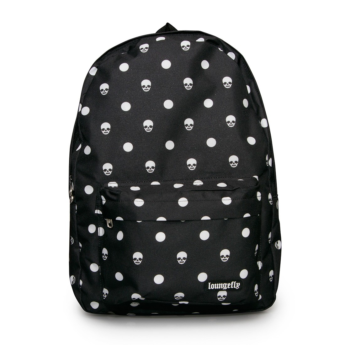 Loungefly Black/White Skull Polka Dot Backpack