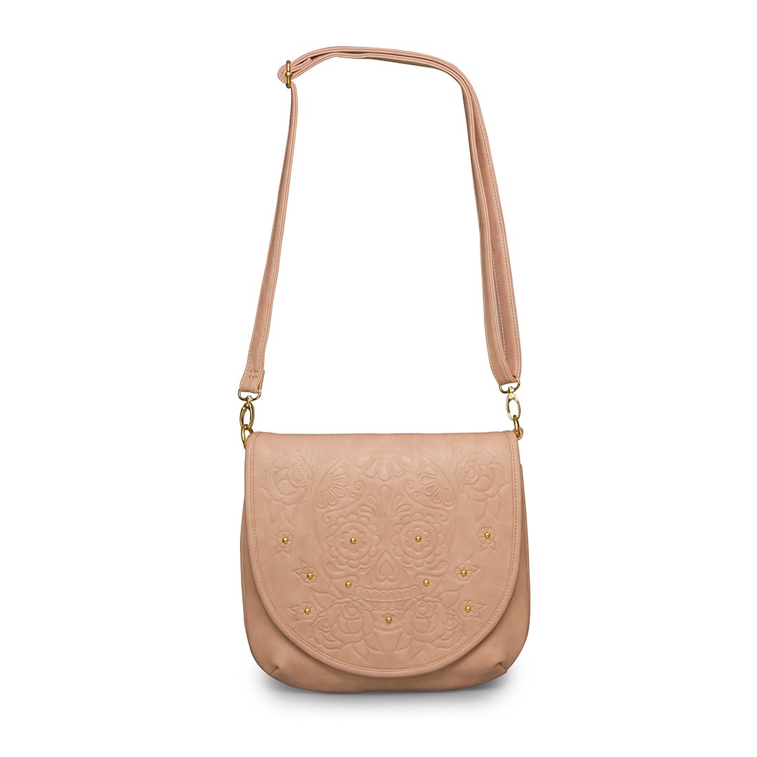 Loungefly Blush Embossed Sugar Skull Crossbody Bag With Studs
