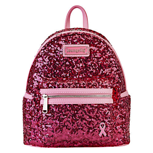 Loungefly Breast Cancer Research Foundation Pink Ribbon Sequin Mini Backpack