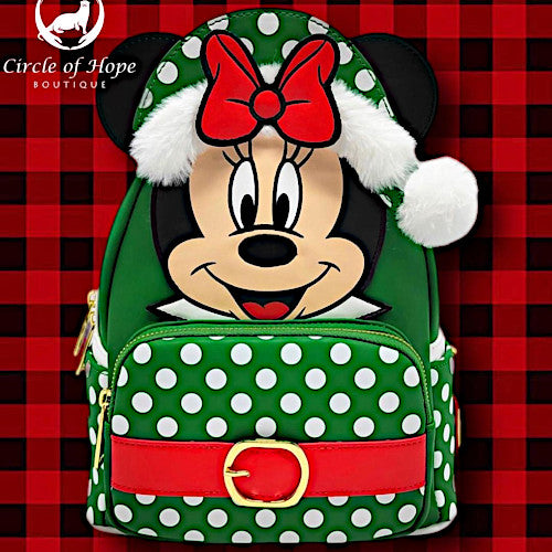 Loungefly Christmas Minnie Mouse Elf Cosplay Mini Backpack