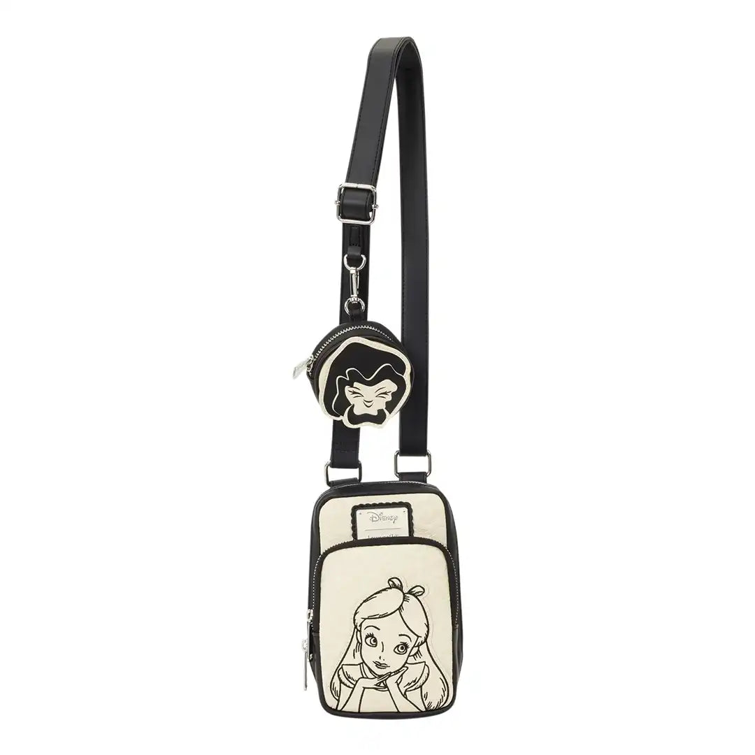 Loungefly Disney Alice in Wonderland Cell Phone Sling Crossbody Bag wi