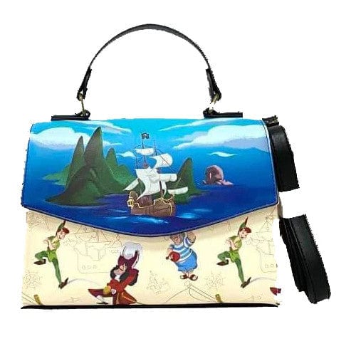 Loungefly Disney Captain Hook Jolly Roger Skull Peter Pan & Smee Crossbody Bag