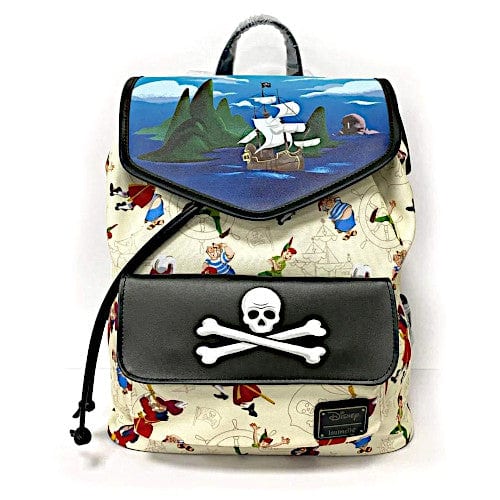 Loungefly Disney Captain Hook Jolly Roger Skull Peter Pan & Smee Mini Backpack