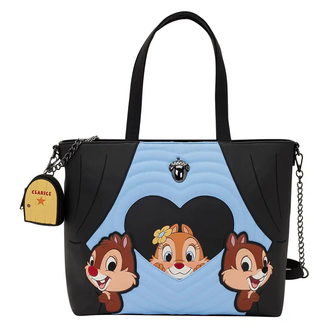 Loungefly Disney Chip 'n' Dale Two Chips & a Miss Tote Bag with Coin B