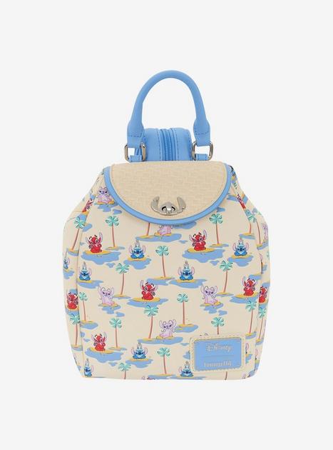 Loungefly Disney Lilo & Stitch Angel, Leroy, & Stitch Allover Print Convertible Mini Backpack