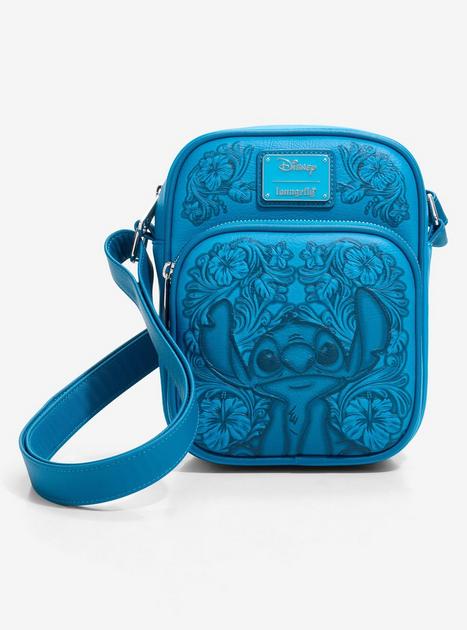 Loungefly Disney Lilo & Stitch Blue Floral Embossed Crossbody Bag