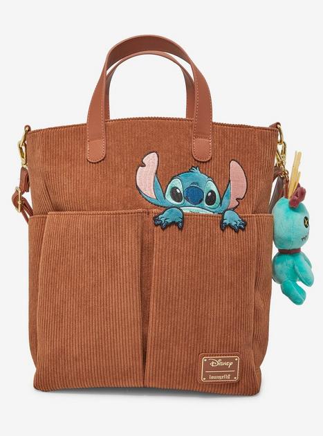 Loungefly Disney Lilo & Stitch Corduroy Stitch & Scrump Tote Bag
