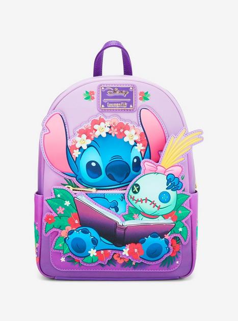 Loungefly Disney Lilo & Stitch Scrump & Stitch Reading Floral Mini Backpack