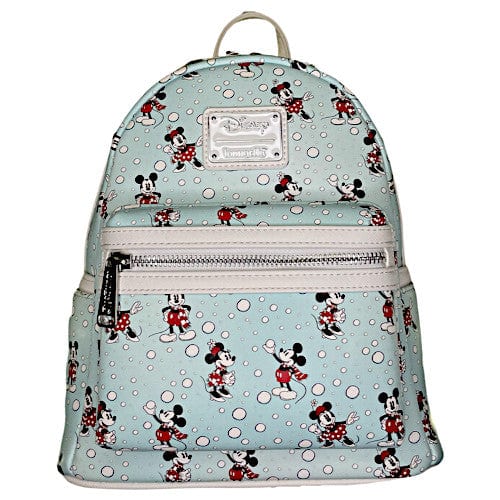 Loungefly Disney Mickey & Minnie Mouse Snowball Fight AOP Mini Backpack