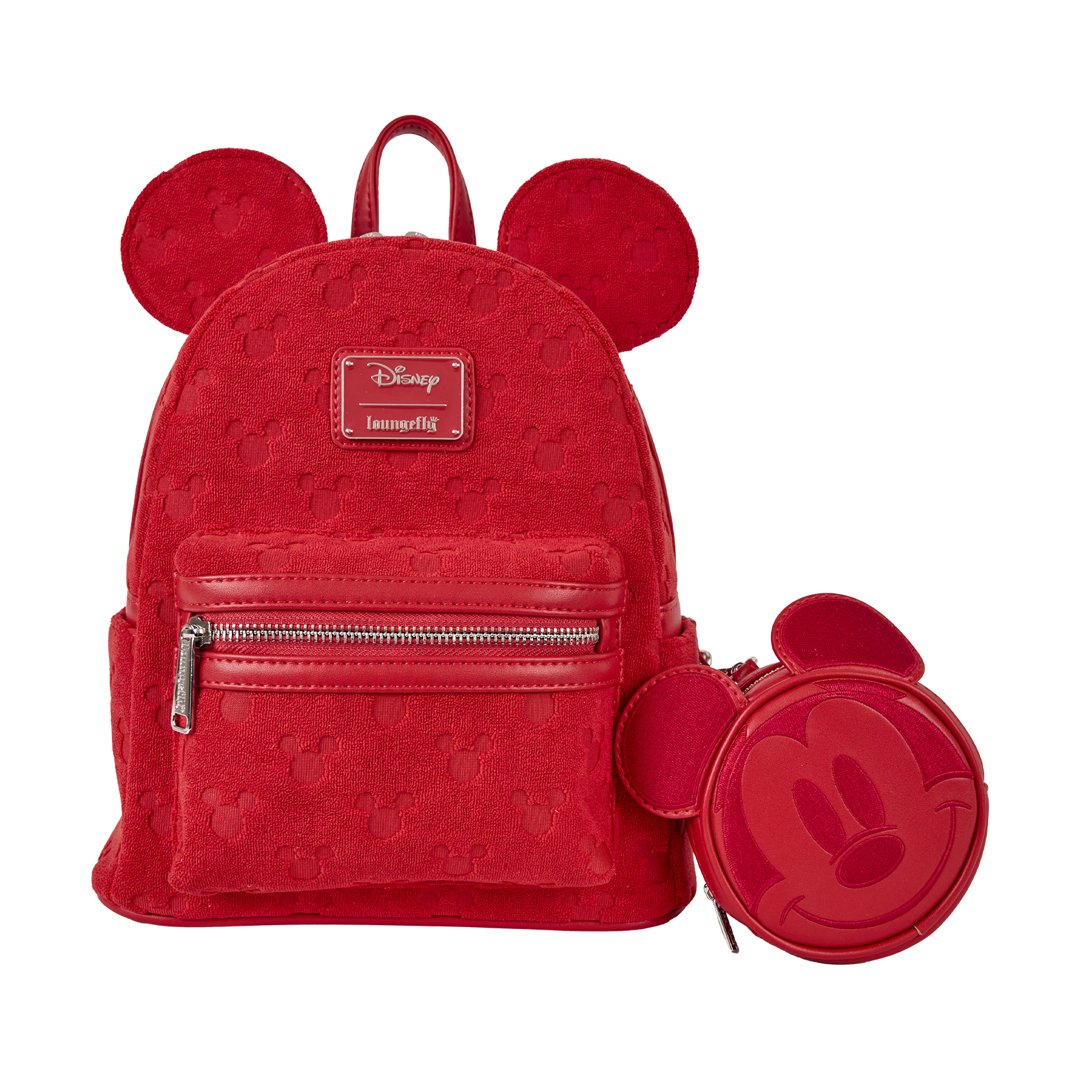 Loungefly Disney Mickey Mouse All-Over Print Plush Burnout Mini Backpa