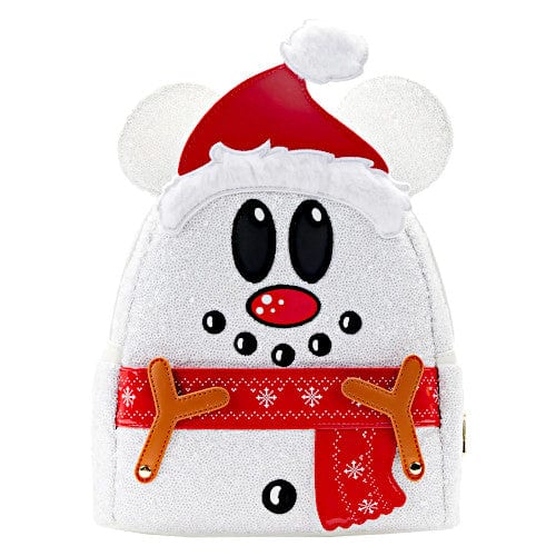 Loungefly Disney Mickey Mouse Sequin Snowman Mini Backpack