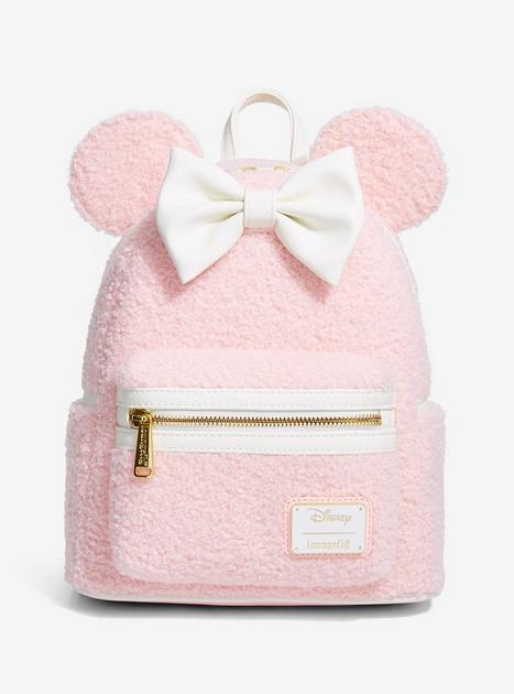 Loungefly Disney Minnie Mouse Ears Pink Sherpa Mini Backpack