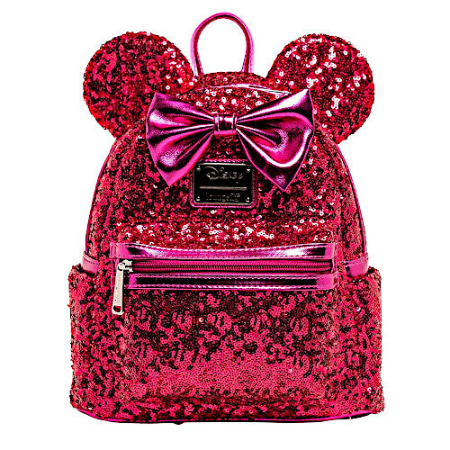 Loungefly Disney Minnie Mouse Magenta Sequin Mini Backpack