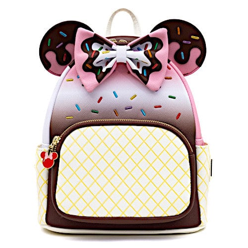 Loungefly Disney Minnie Mouse Neapolitan Ice Cream Cone Mini Backpack