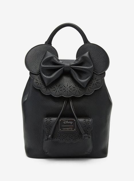 Loungefly Disney Minnie Mouse Pebble Textured Black Mini Backpack