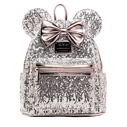Loungefly Disney Minnie Mouse Silver Sequin Mini Backpack