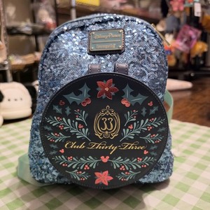Loungefly Disney Parks Club 33 Holiday Christmas 2024 Sequin Mini Backpack Purse