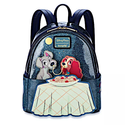 Loungefly Disney Parks Lady And The Tramp Tony's Spaghetti Scene Shimmer Mini Backpack