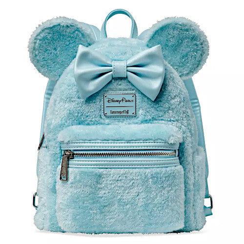 Loungefly Disney Parks Minnie Mouse Blue Plush Mini Backpack