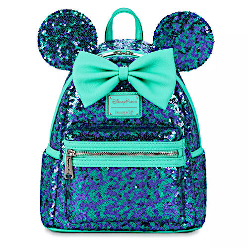 Loungefly Disney Parks Minnie Mouse Blue & Purple Sequin Mini Backpack