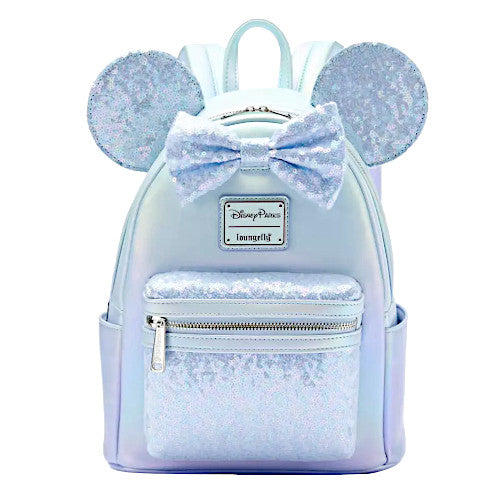 Loungefly Disney Parks Minnie Mouse Sequined Mini Backpack - Winter Blue