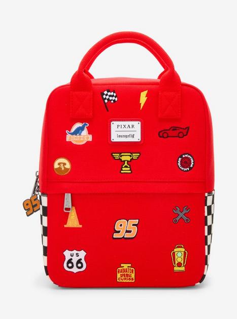 Loungefly Disney Pixar Cars Lightning McQueen Embroidered Patches Canvas Mini Backpack
