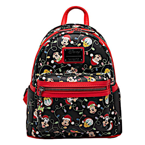 Loungefly Disney Santa Mickey And Friends Glow In The Dark Christmas Lights Mini Backpack
