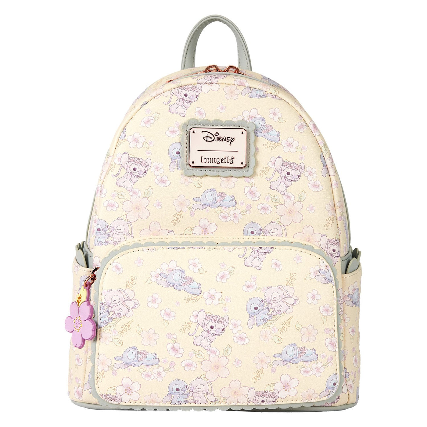 Loungefly Disney Stitch & Angel Cherry Blossom All-Over Print Mini Bac