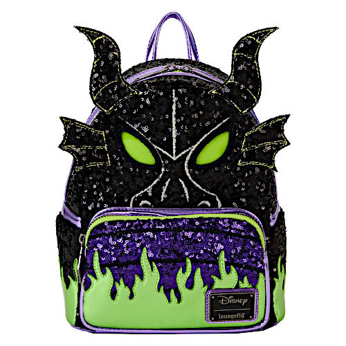 Loungefly Disney Villains Maleficent Dragon Sequin Light Up & Glow Mini Backpack