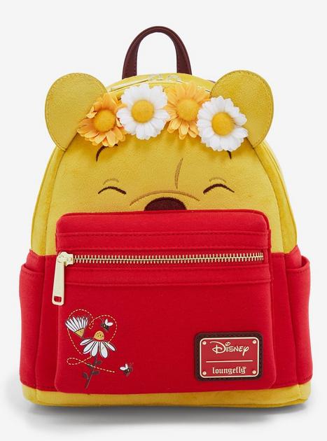 Loungefly Disney Winnie the Pooh Floral Crown Flocked Mini Backpack