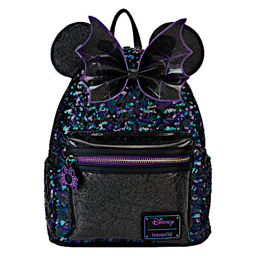 Loungefly Halloween Minnie Mouse Spiderweb Sequin Mini Backpack