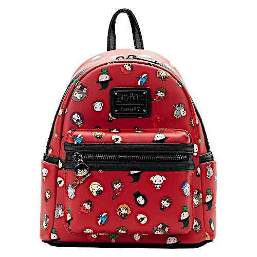 Loungefly Harry Potter Chibi Characters Red AOP Mini Backpack
